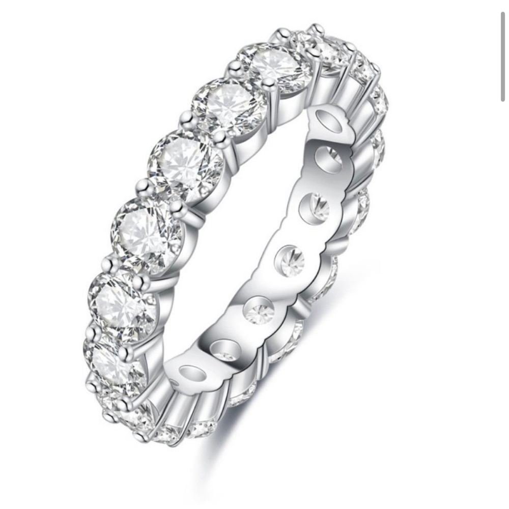 Certified 0.50 carat Moissanite Diamond Full Eternity Band 925 Silver Ri…